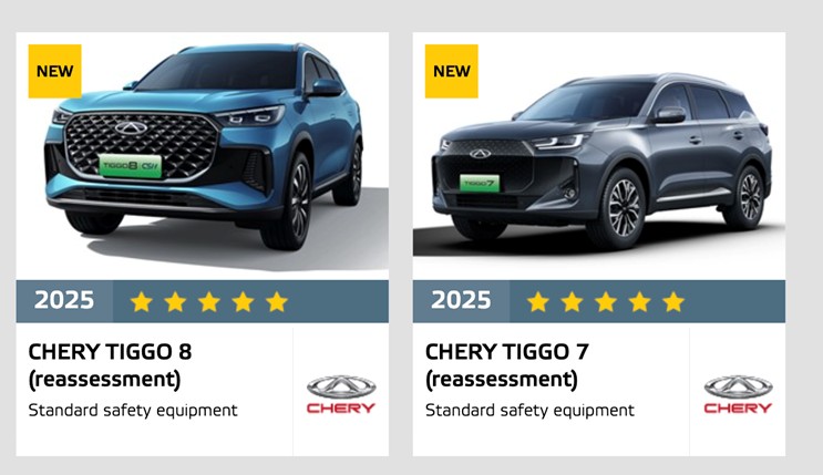 Chery TIGGO7 CSH and TIGGO8 CSH Earn Five-Star Safety Rating from Euro NCAP