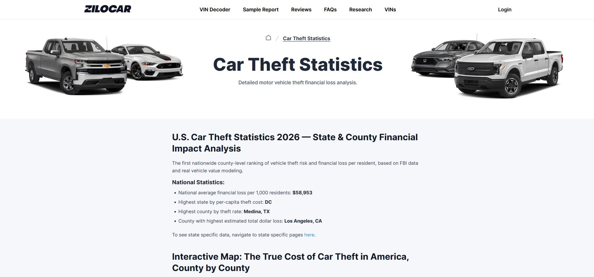 Zilocar Reveals Where Car Theft Hits Hardest: First County-by-County Analysis of $20B U.S. Losses